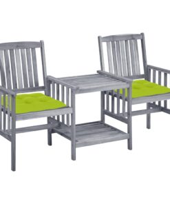 vidaXL Tuinstoelen met tafeltje en kussens massief acaciahout