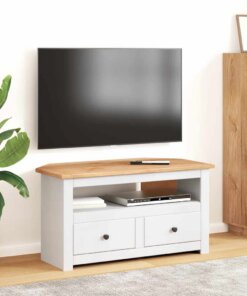 vidaXL Tv-hoekkast Panama Range 93x49x49 cm massief grenenhout wit