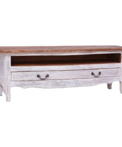 vidaXL Tv-meubel 120x30x40 cm massief mahoniehout wit