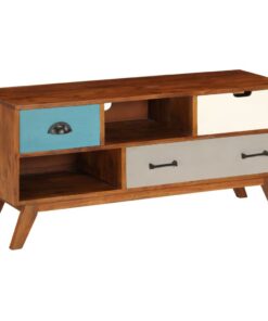 vidaXL Tv-meubel met 3 lades 110x35x50 cm massief acaciahout