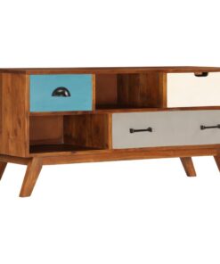 vidaXL Tv-meubel met 3 lades 110x35x50 cm massief acaciahout