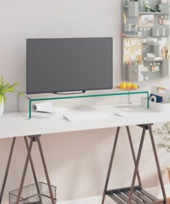 vidaXL Tv-meubel/monitorverhoger transparant 90x30x13 cm glas