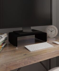 vidaXL Tv-meubel/monitorverhoger zwart 40x25x11 cm glas