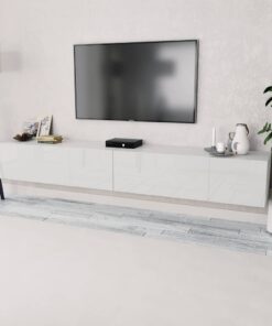vidaXL Tv-meubels 2 st 120x40x34 cm bewerkt hout hoogglans wit