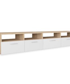 vidaXL Tv-meubels 2 st 95x35x36 cm bewerkt hout eikenkleurig en wit