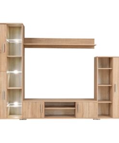vidaXL Tv-wandmeubel met LED-verlichting Sonoma eiken