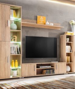 vidaXL Tv-wandmeubel met LED-verlichting Sonoma eiken