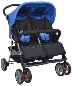 vidaXL Tweelingwagen staal rood en zwart