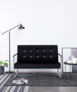 vidaXL Tweezitsbank met armleuningen chroom en fluweel zwart