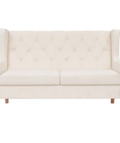 vidaXL Tweezitsbank stof crèmewit