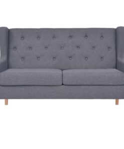 vidaXL Tweezitsbank stof grijs