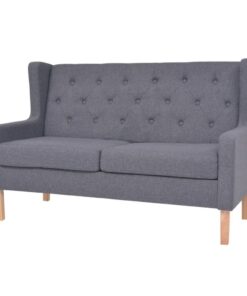 vidaXL Tweezitsbank stof grijs