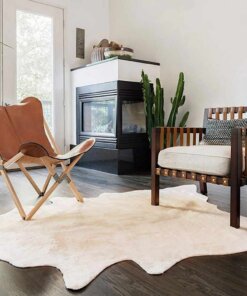 vidaXL Vloerkleed 150x170 cm echte runderhuid beige