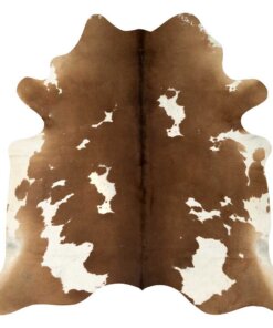vidaXL Vloerkleed 150x170 cm echte runderhuid bruin en wit