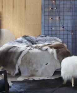 vidaXL Vloerkleed 150x170 cm echte runderhuid bruin en wit