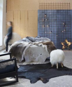 vidaXL Vloerkleed 150x170 cm echte runderhuid zwart