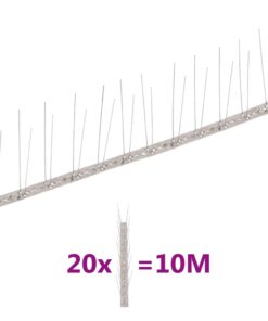 vidaXL Vogel- en duivenpinnen met 2 rijen 20 st 10 m roestvrij staal