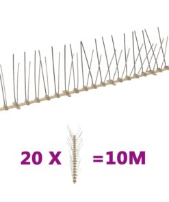 vidaXL Vogel- en duivenpinnen met 4 rijen 20 st 10 m kunststof