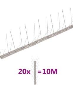 vidaXL Vogel- en duivenpinnen met 4 rijen 20 st 10 m roestvrij staal