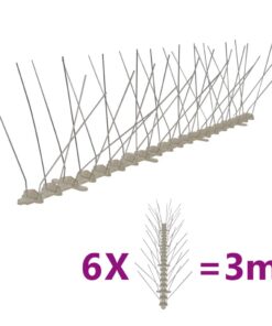 vidaXL Vogel- en duivenpinnen met 4 rijen 6 st 3 m kunststof
