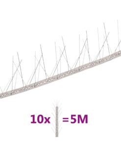 vidaXL Vogel- en duivenpinnen met 5 rijen 10 st 5 m roestvrij staal