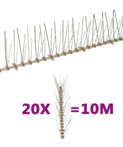 vidaXL Vogel- en duivenpinnen met 5 rijen 20 st 10 m kunststof