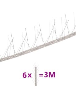 vidaXL Vogel- en duivenpinnen met 5 rijen 6 st 3 m roestvrij staal