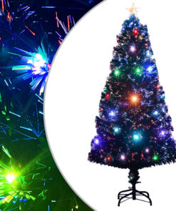 vidaXL Voorverlichte kerstboom met standaard en LED 120 cm glasvezel