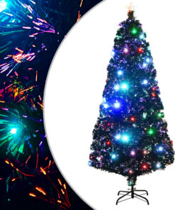 vidaXL Voorverlichte kerstboom met standaard en LED 180 cm glasvezel