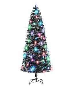 vidaXL Voorverlichte kerstboom met standaard en LED 240 cm glasvezel