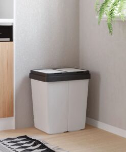 vidaXL Vuilnisbak dubbel 2x25 L wit