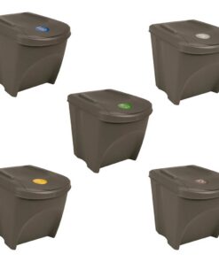 vidaXL Vuilnisbakken 3 st stapelbaar 75 L polypropeen grijs