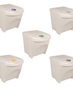 vidaXL Vuilnisbakken 3 st stapelbaar 75 L polypropeen wit