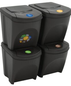 vidaXL Vuilnisbakken 4 st stapelbaar 100 L polypropeen grijs