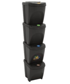 vidaXL Vuilnisbakken 4 st stapelbaar 100 L polypropeen grijs