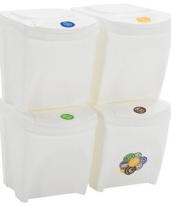 vidaXL Vuilnisbakken 4 st stapelbaar 100 L polypropeen wit