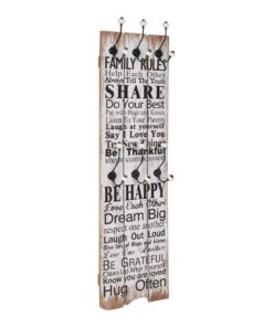 vidaXL Wandkapstok met 6 haken FAMILY RULES 120x40 cm