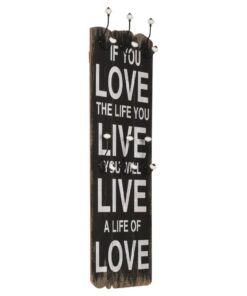 vidaXL Wandkapstok met 6 haken LOVE LIVE 120x40 cm