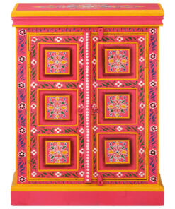 vidaXL Wandkast handgeschilderd massief mangohout roze