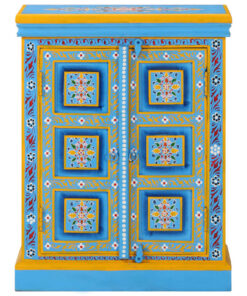 vidaXL Wandkast handgeschilderd massief mangohout turquoise