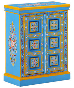 vidaXL Wandkast handgeschilderd massief mangohout turquoise