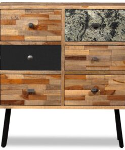 vidaXL Wandkast met 6 lades 70x30x76 cm massief gerecycled teakhout