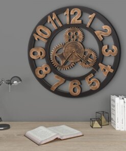 vidaXL Wandklok 58 cm metaal goudkleurig en zwart