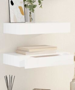 vidaXL Wandplanken zwevend met lades 2 st 48 cm wit