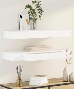 vidaXL Wandplanken zwevend met lades 2 st 80 cm wit