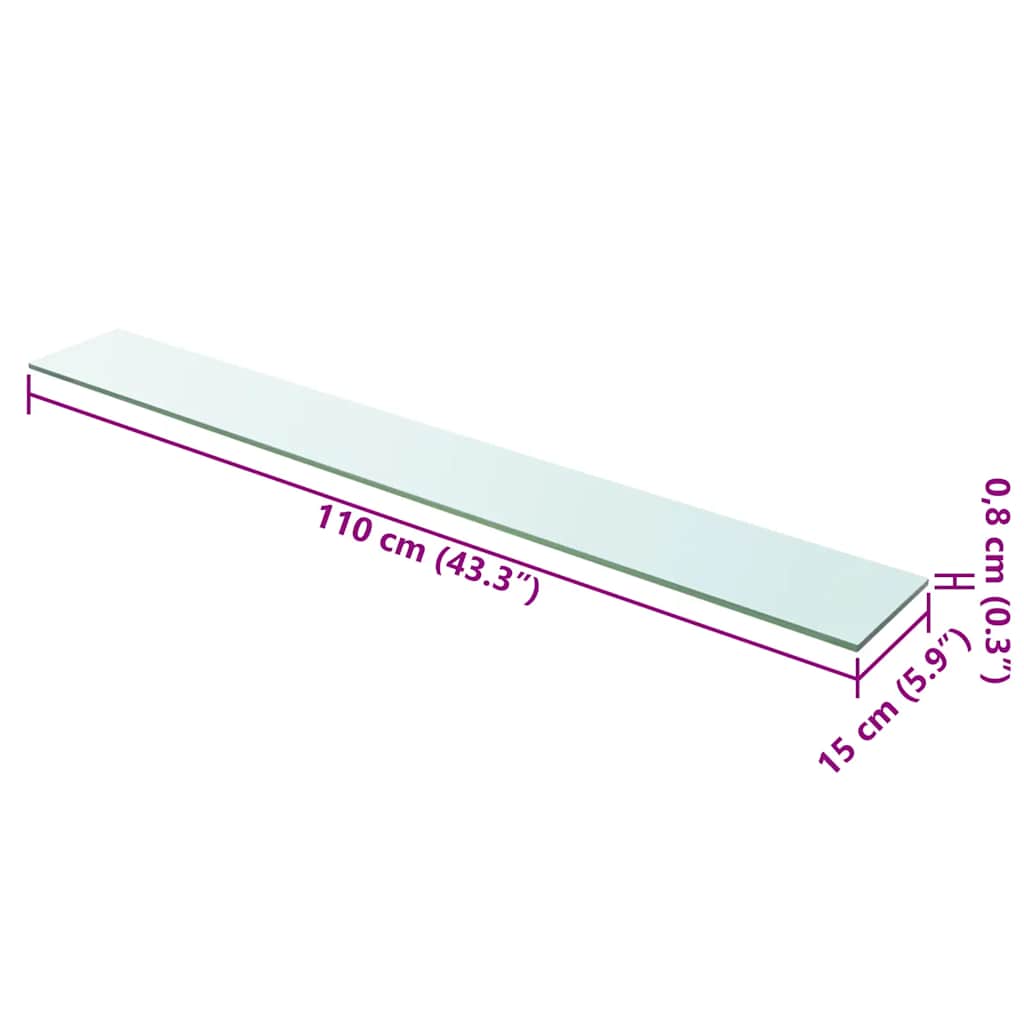 vidaXL Wandschap transparant 110x15 cm glas - Afbeelding 3