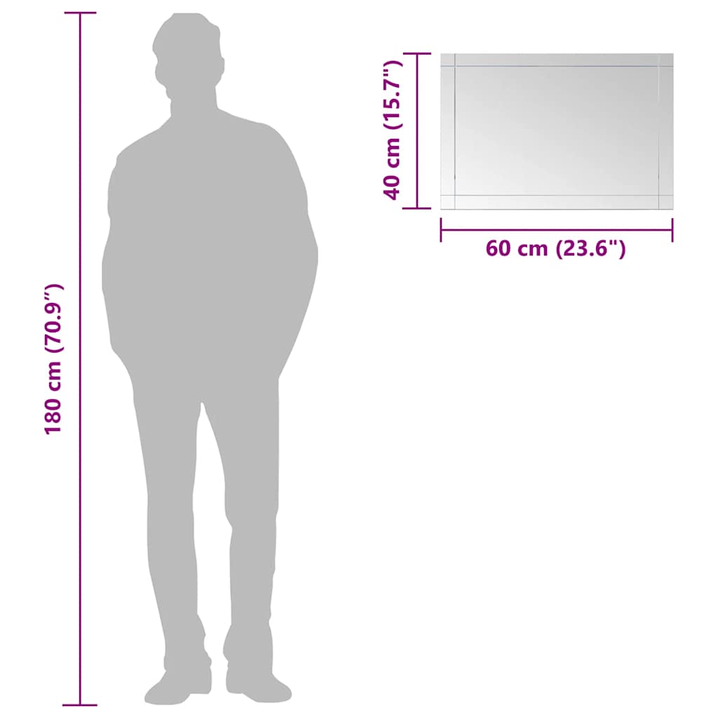 vidaXL Wandspiegel 60x40 cm glas - Afbeelding 7
