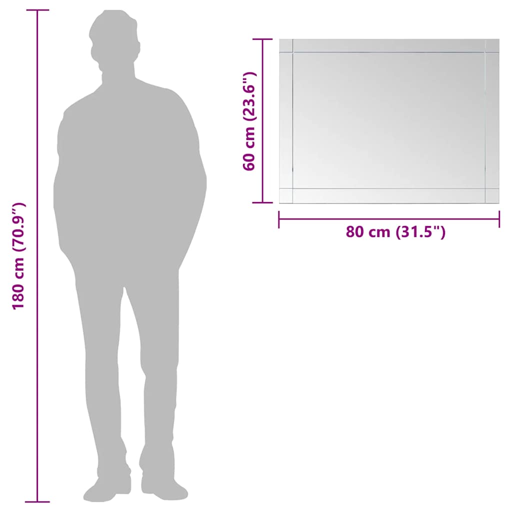 vidaXL Wandspiegel 80x60 cm glas - Afbeelding 7