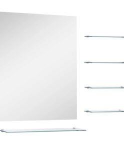 vidaXL Wandspiegel met 5 schappen 50x60 cm zilverkleurig