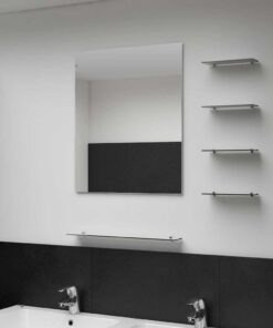 vidaXL Wandspiegel met 5 schappen 50x60 cm zilverkleurig